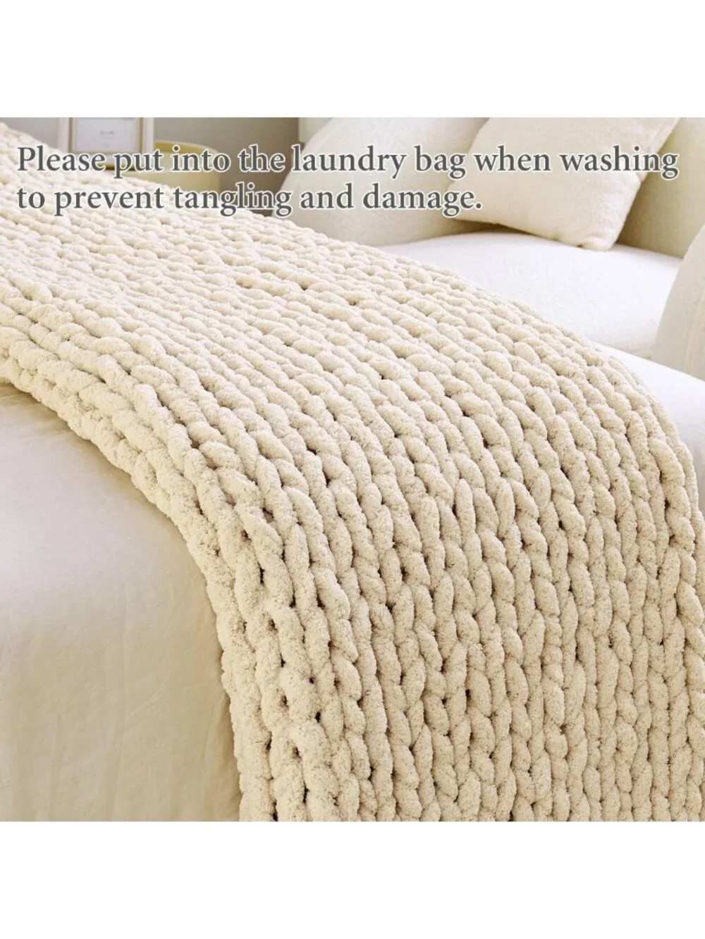 Cozy Chunky Knit Blanket Throw for Couch - Soft Knitted Yarn, 51